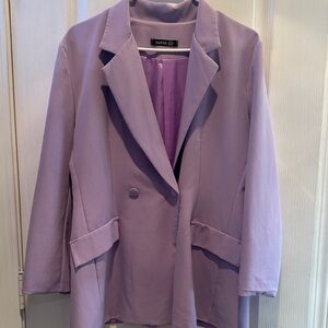 Boohoo Lilac Double-Breasted Blazer